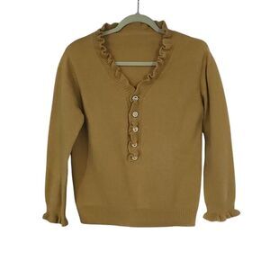 Ruffle Edge V-neck sparkle button front Sweater. Size Small